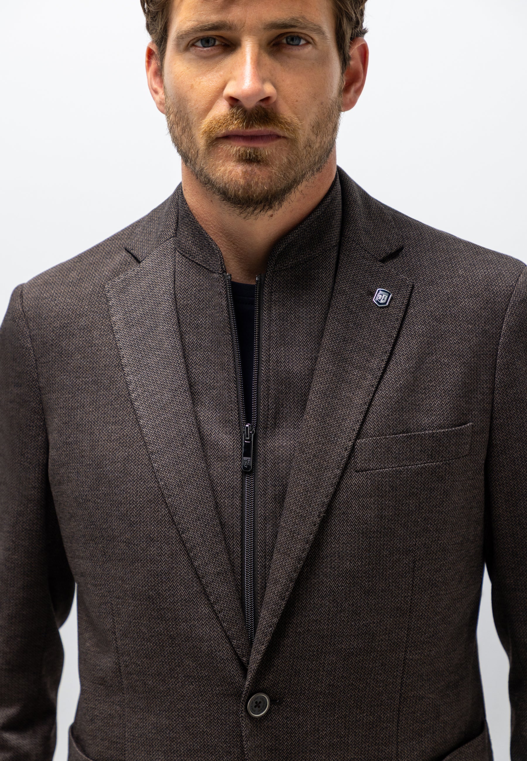 Gemêleerde blazer met visgraatdessin