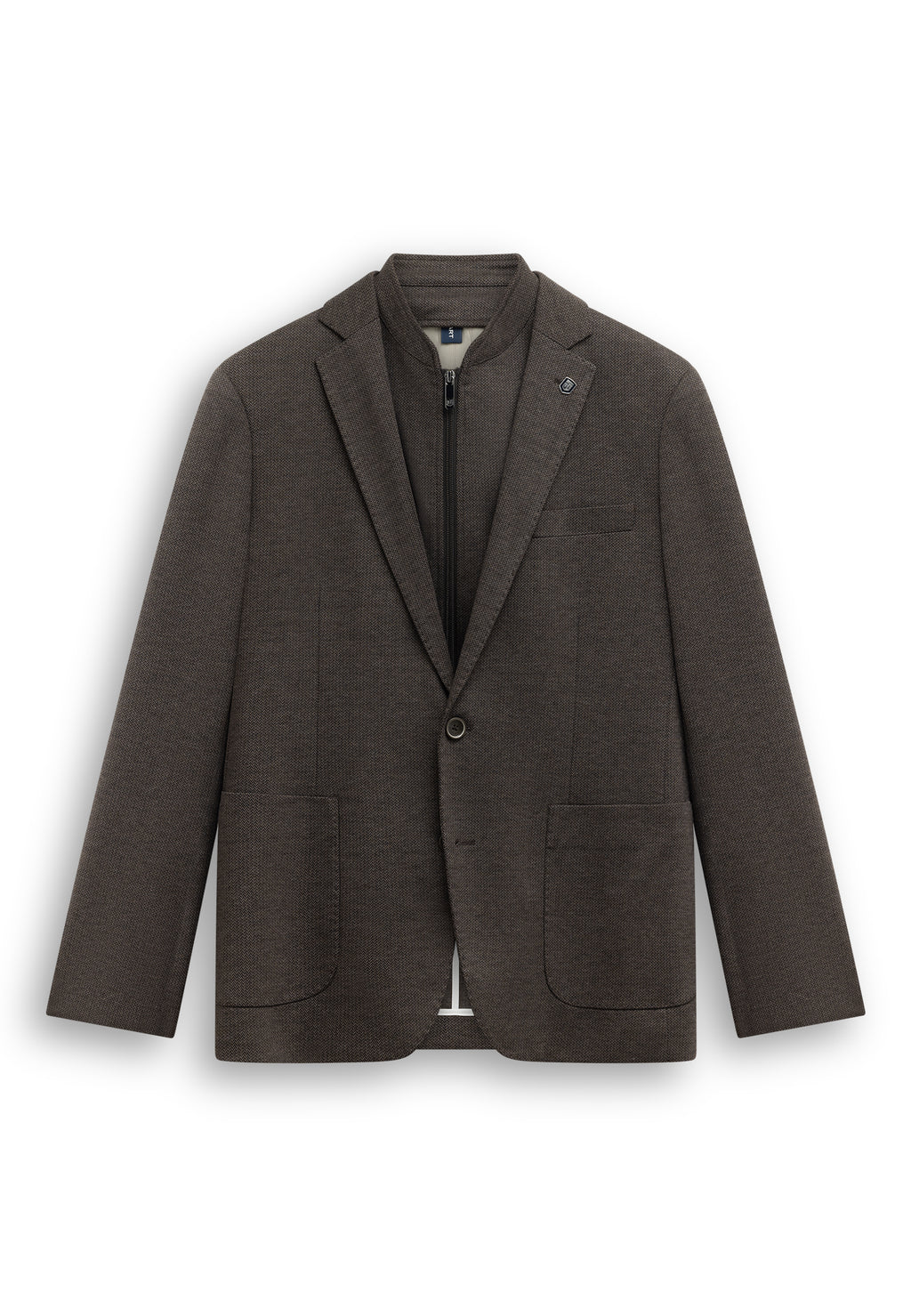 Gemêleerde blazer met visgraatdessin