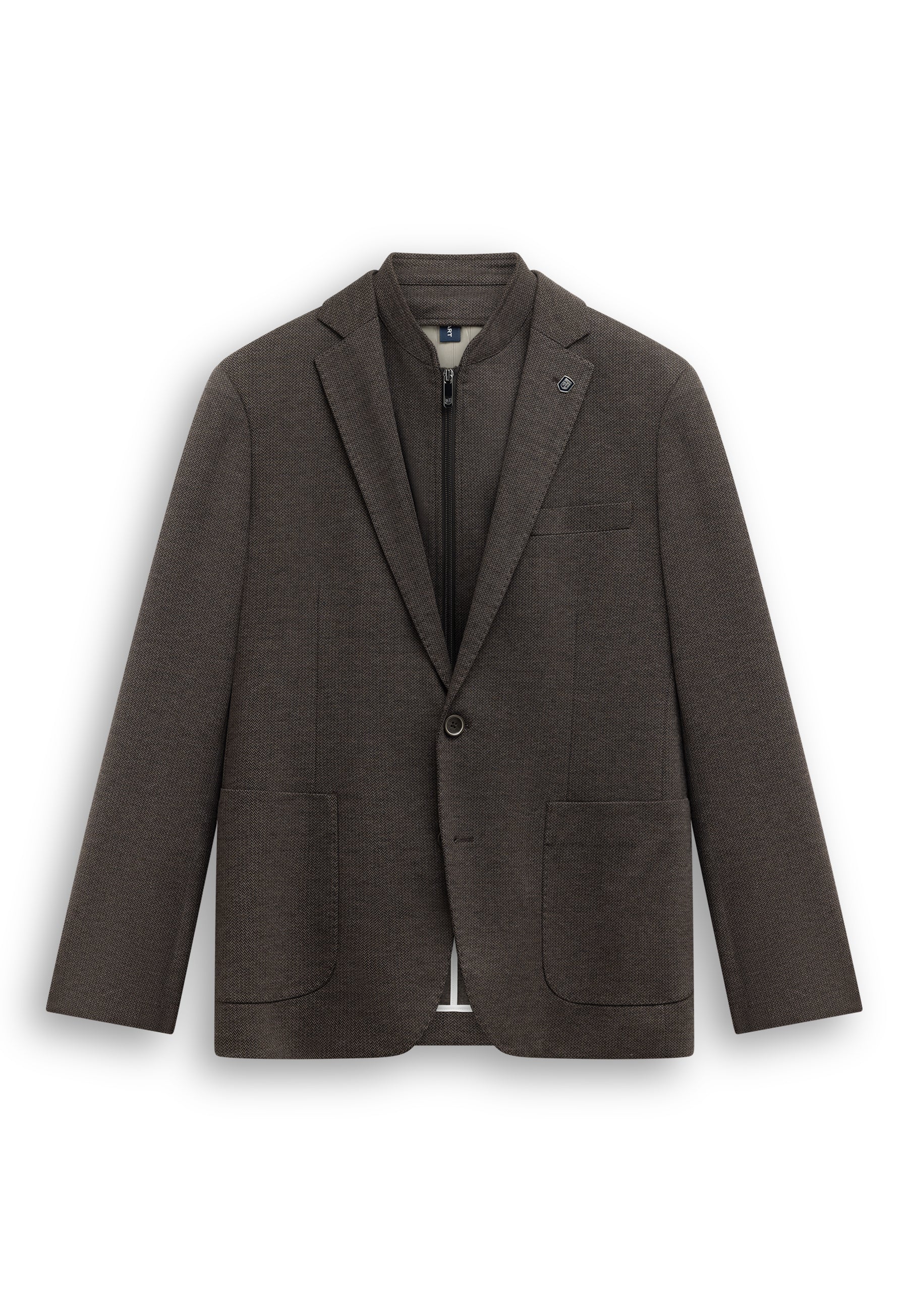 Gemêleerde blazer met visgraatdessin