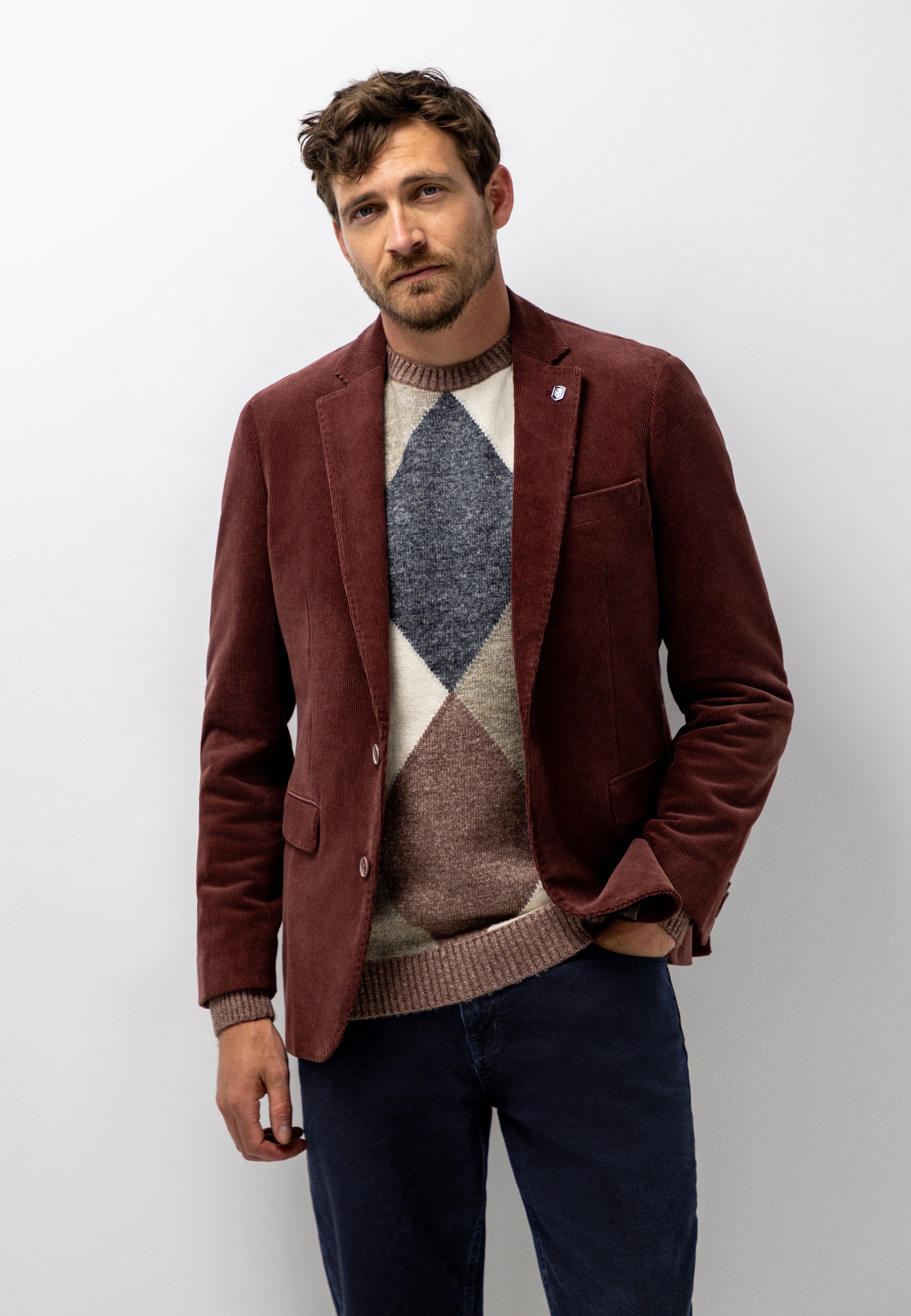 Corduroy blazer van katoenmix