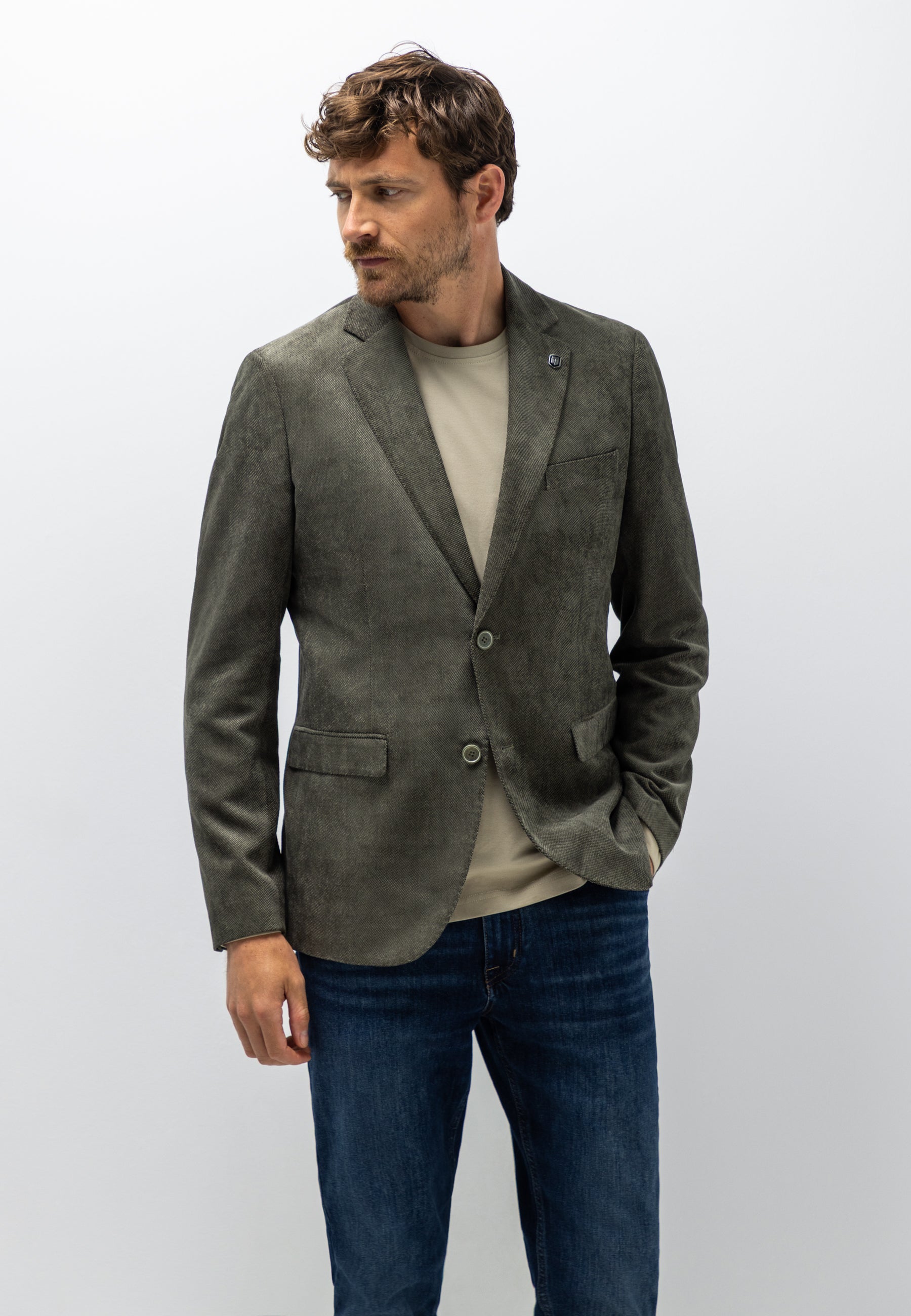 Gemêleerde blazer met reverskraag