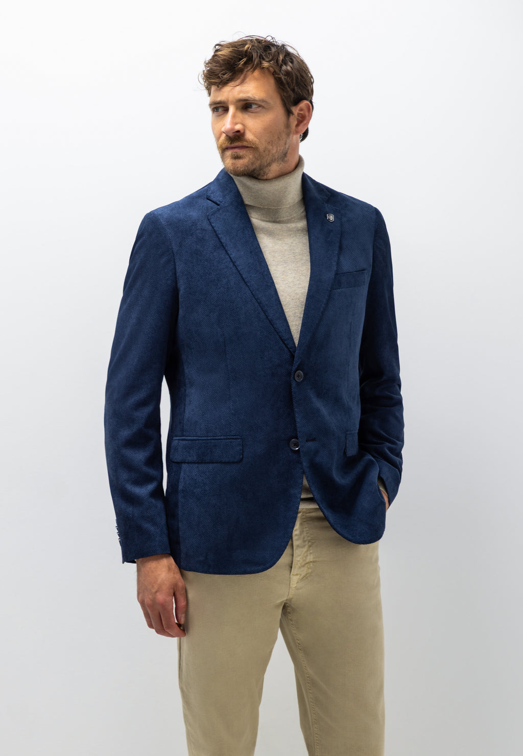 Mélange blazer with lapel collar