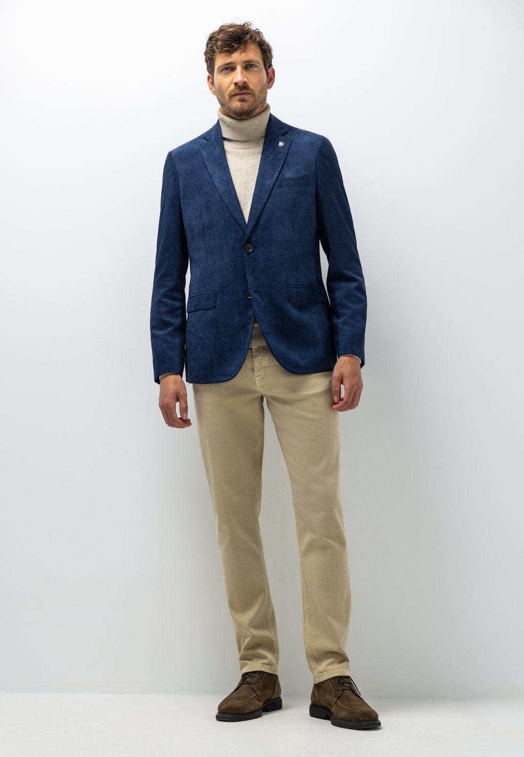 Mélange blazer with lapel collar
