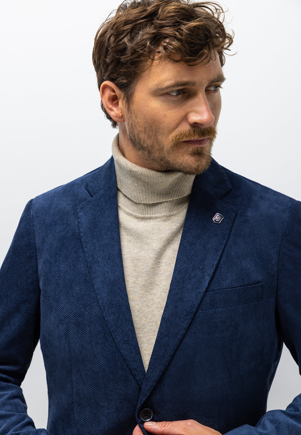 Mélange blazer with lapel collar