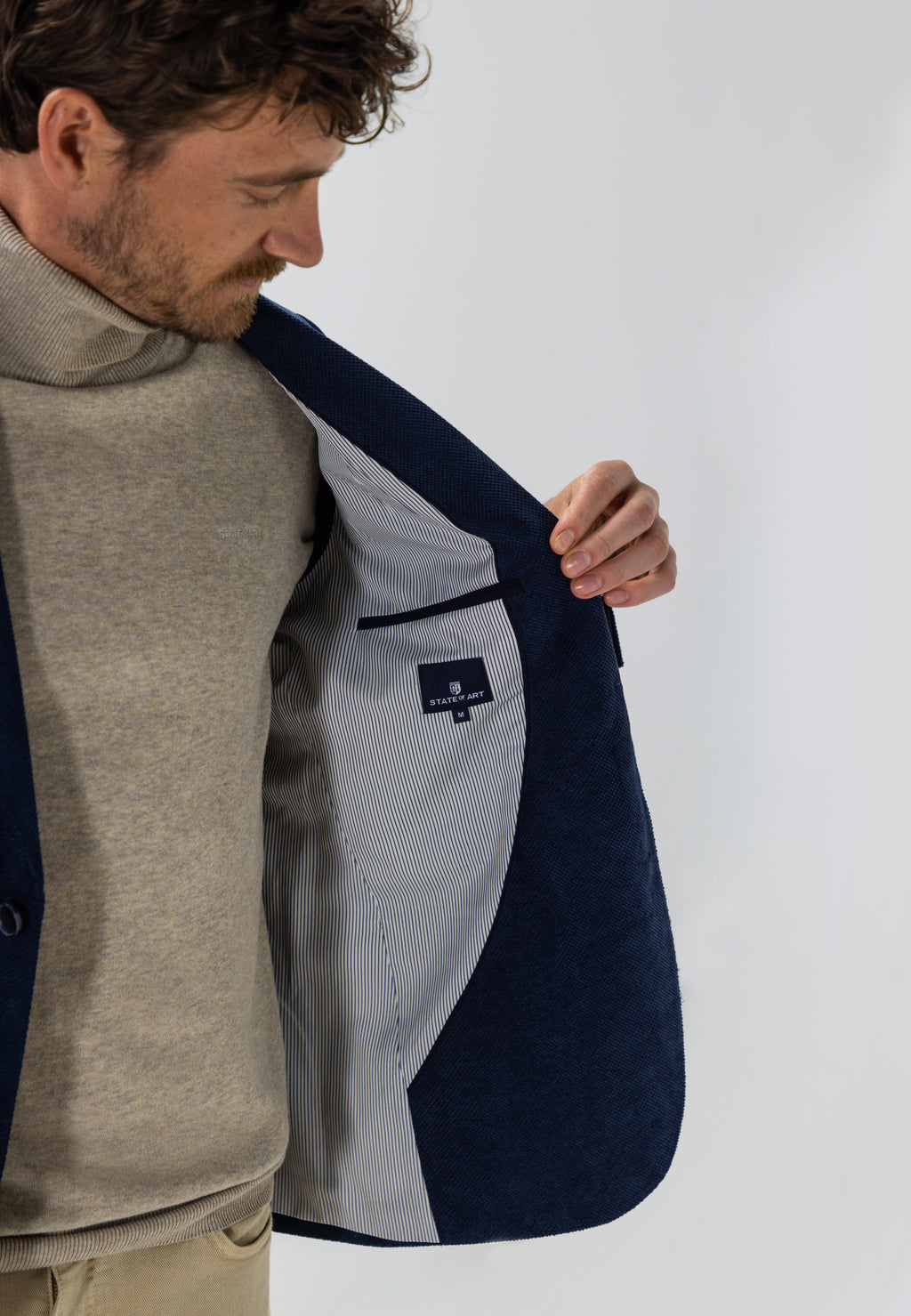 Mélange blazer with lapel collar