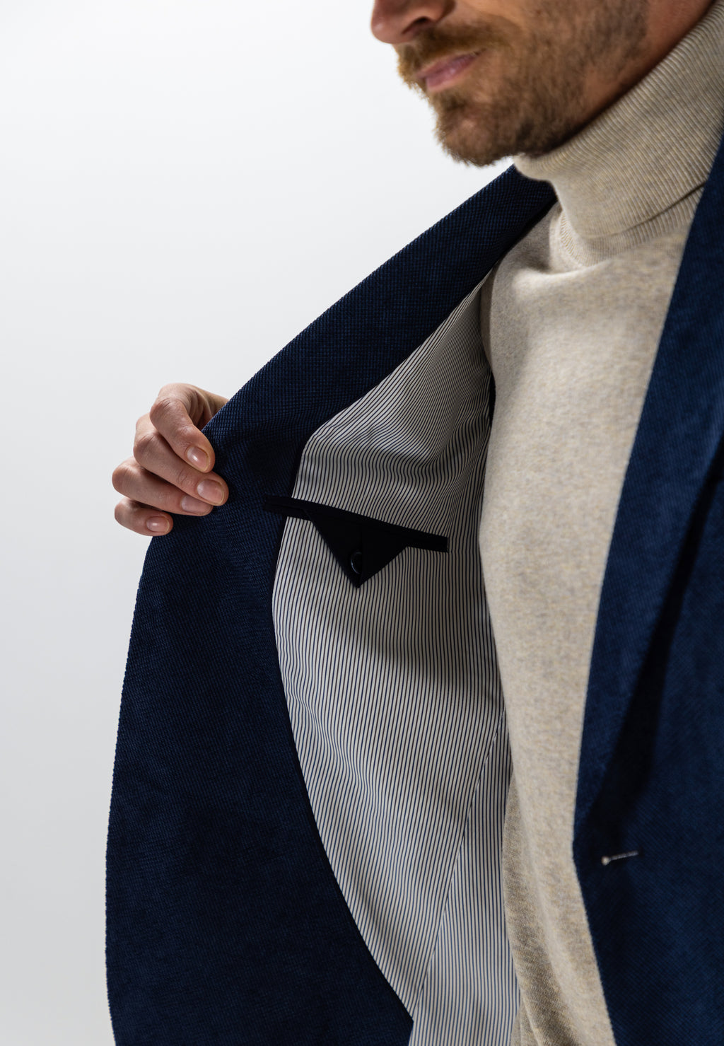 Mélange blazer with lapel collar