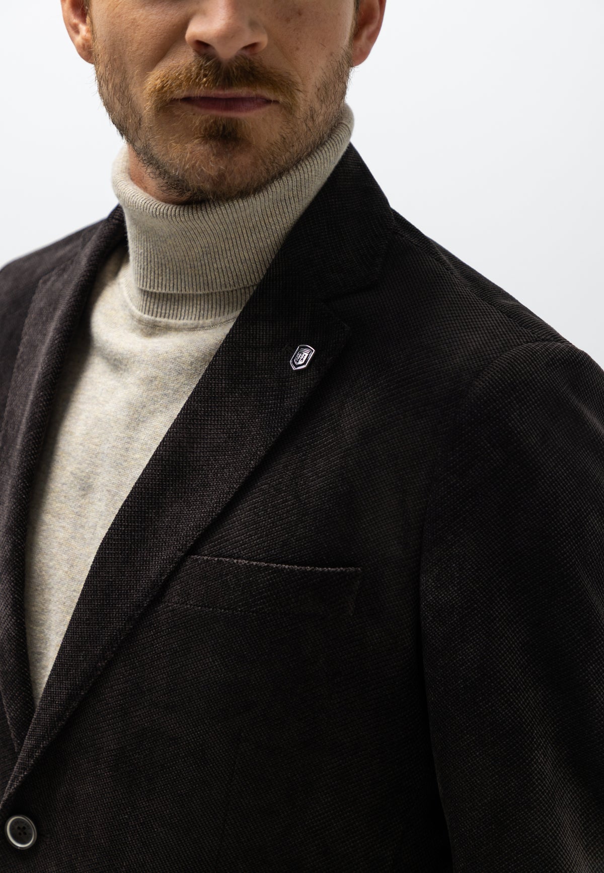 Mélange blazer with lapel collar