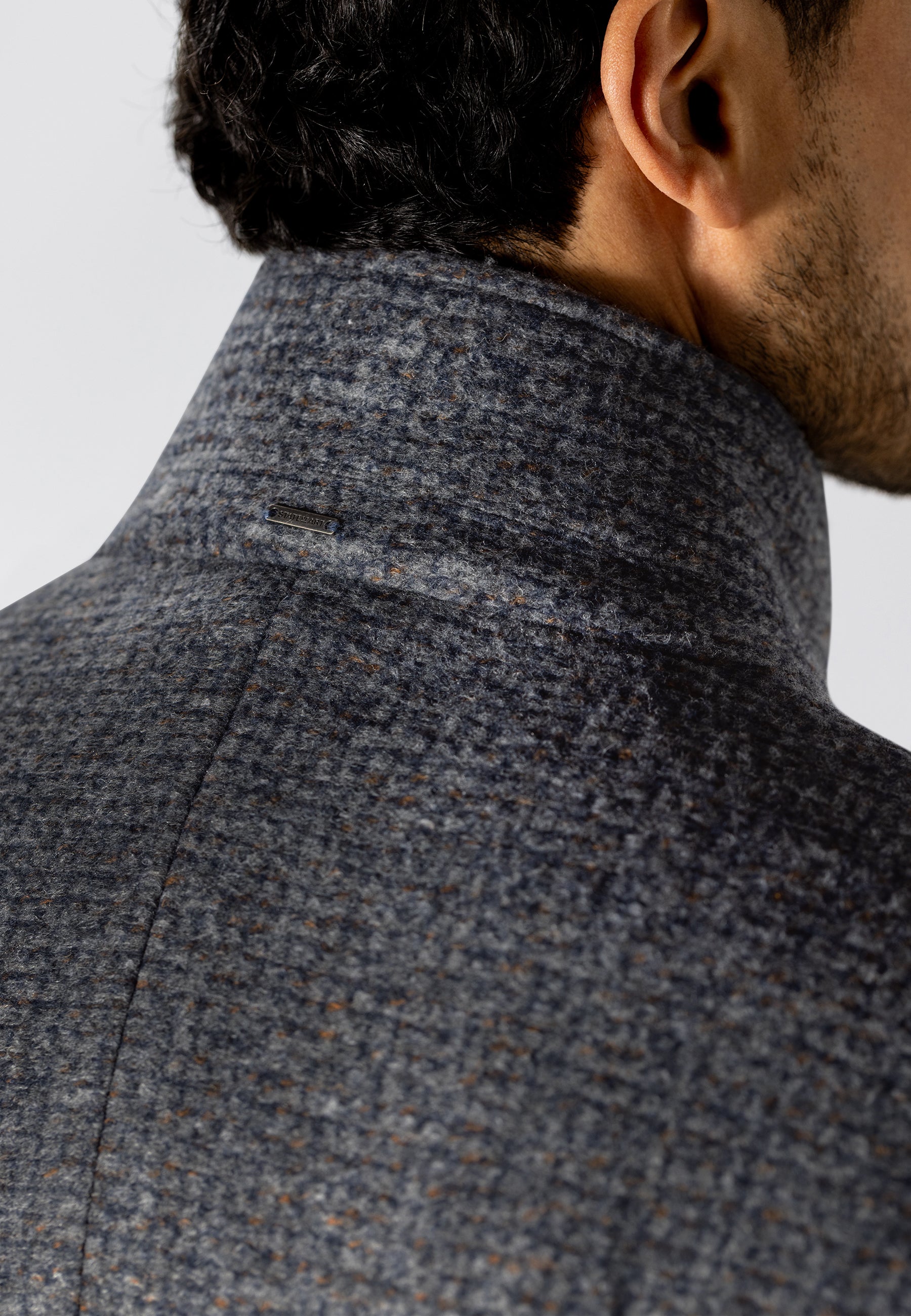 Checked overcoat in bonded wool blend