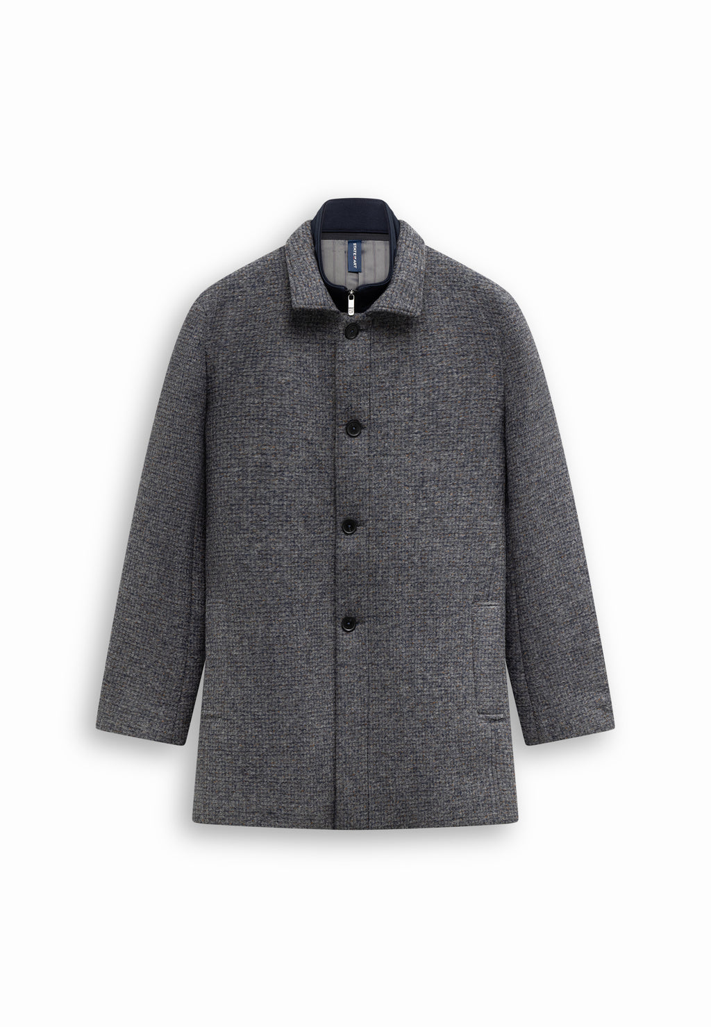 Checked overcoat in bonded wool blend
