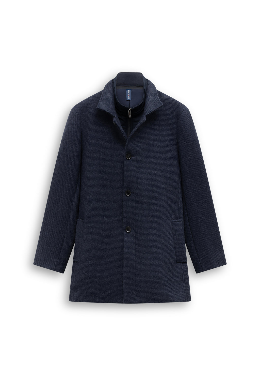 Mélange overcoat with zip insert