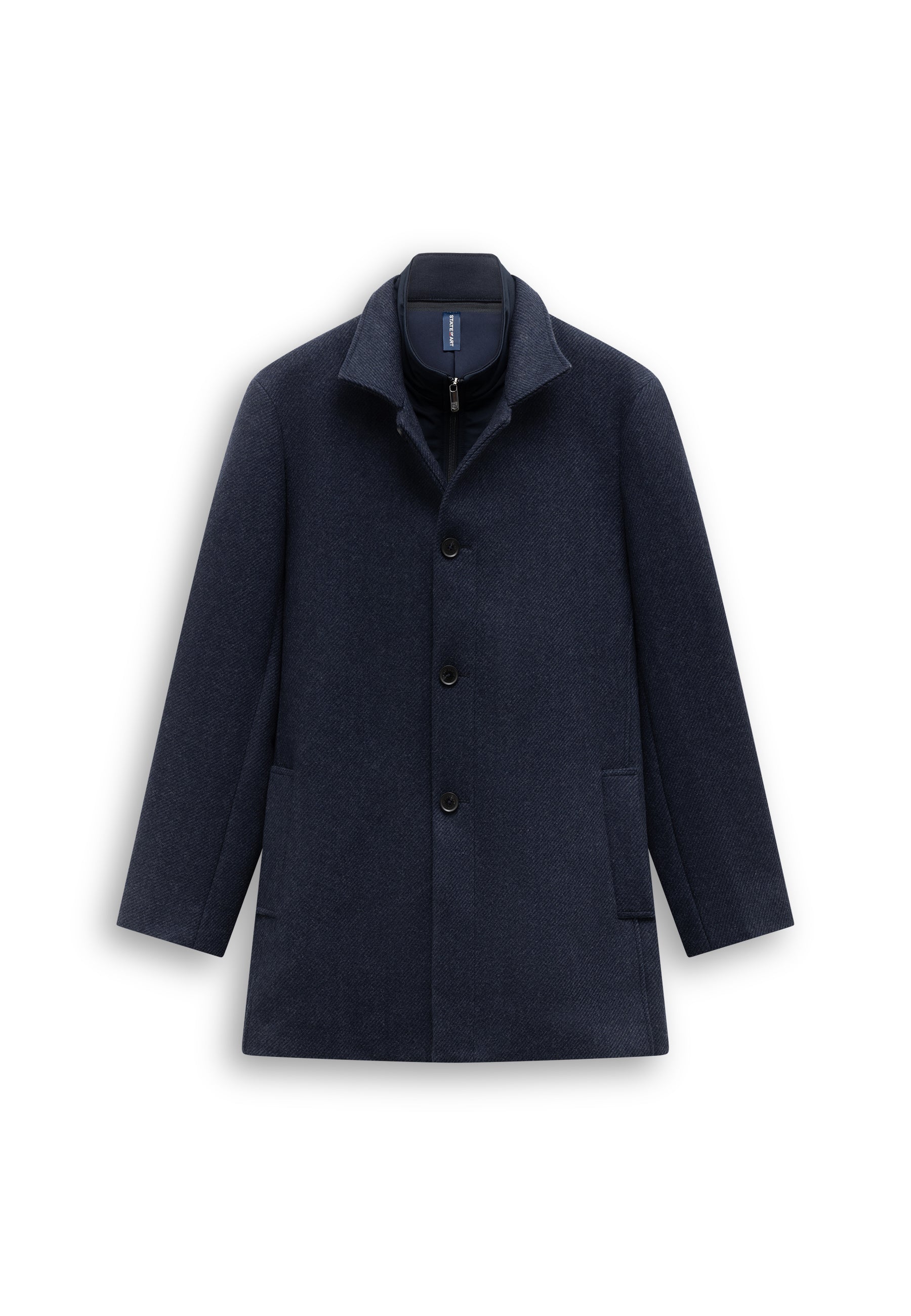 Mélange overcoat with zip insert
