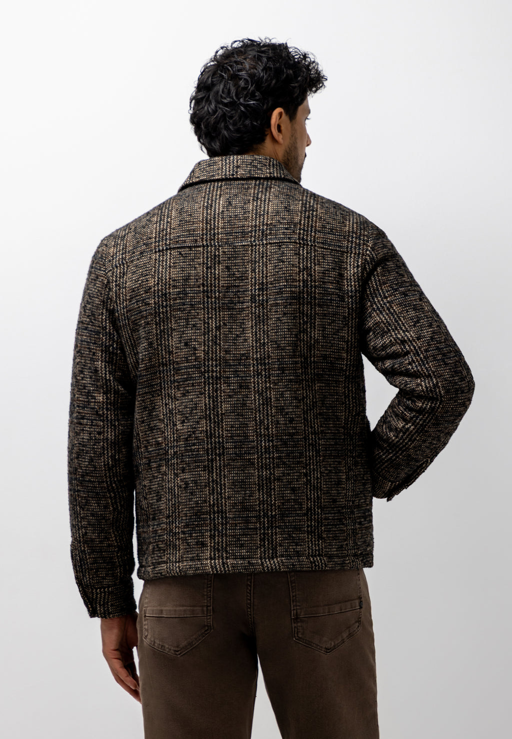 Checked jacket with large flap pockets