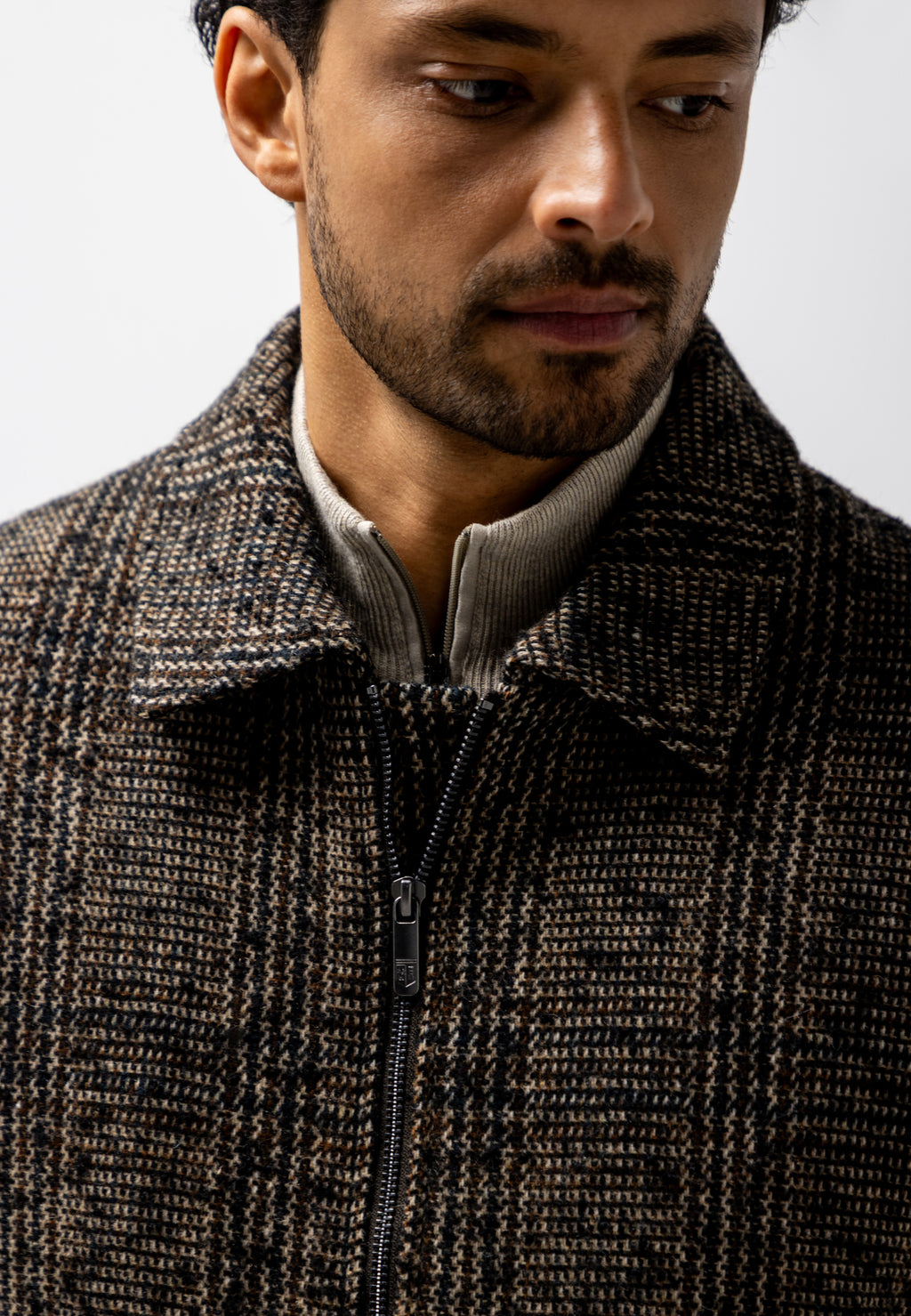 Checked jacket with large flap pockets