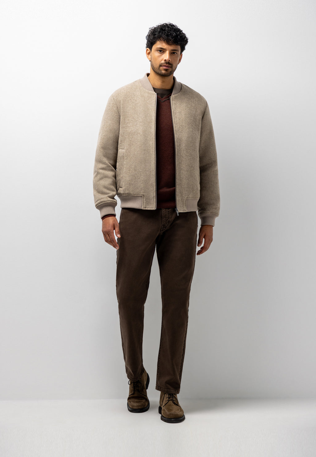 Blouson bomber en laine mélangée