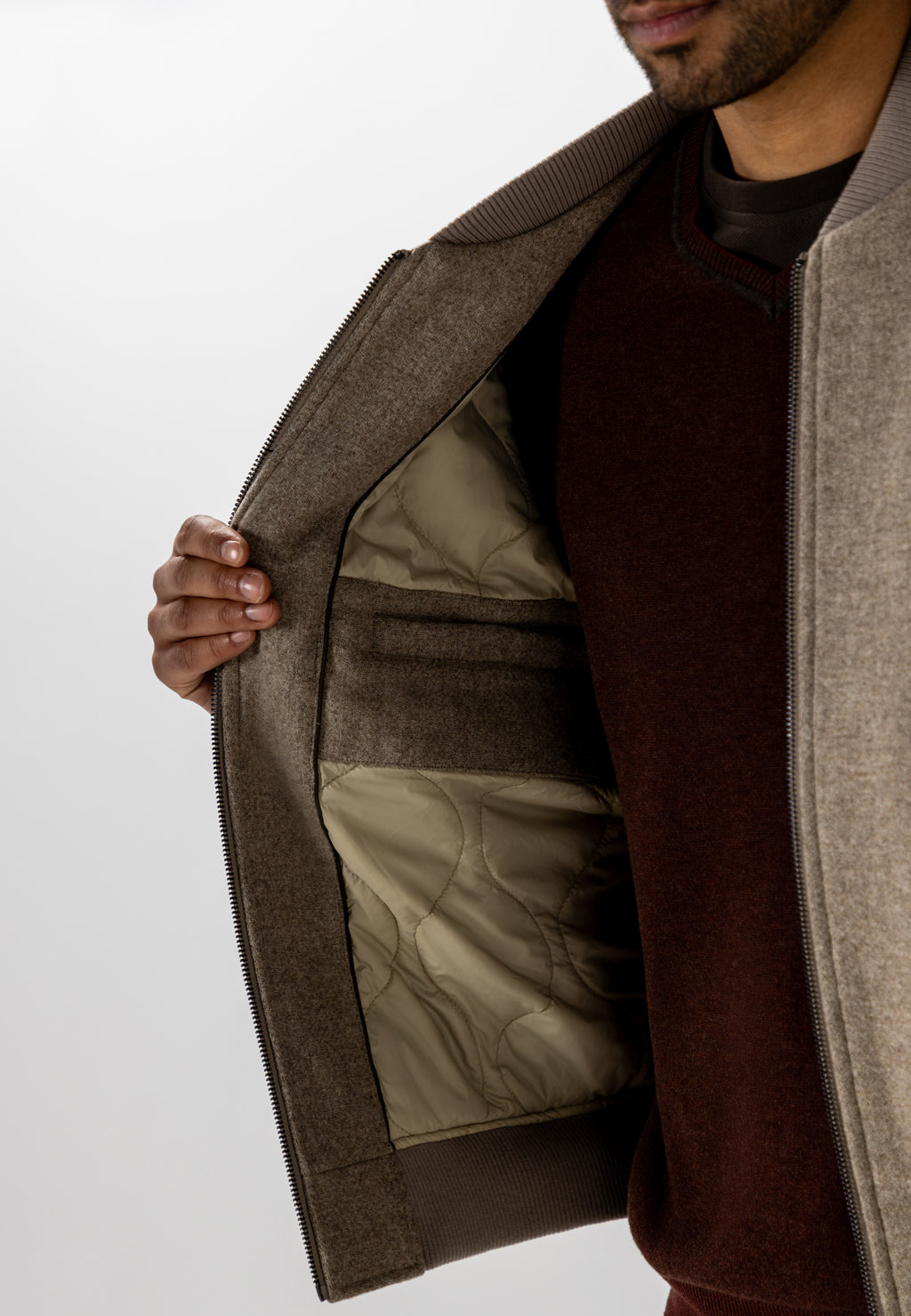 Blouson bomber en laine mélangée