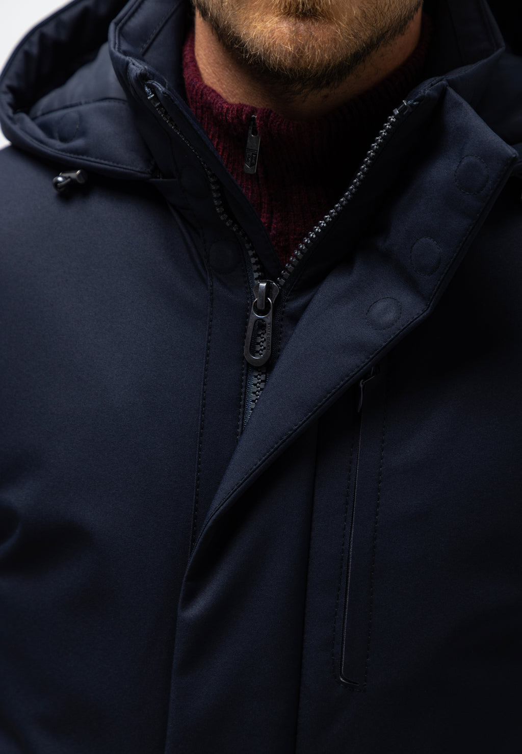 Parka with detachable hood