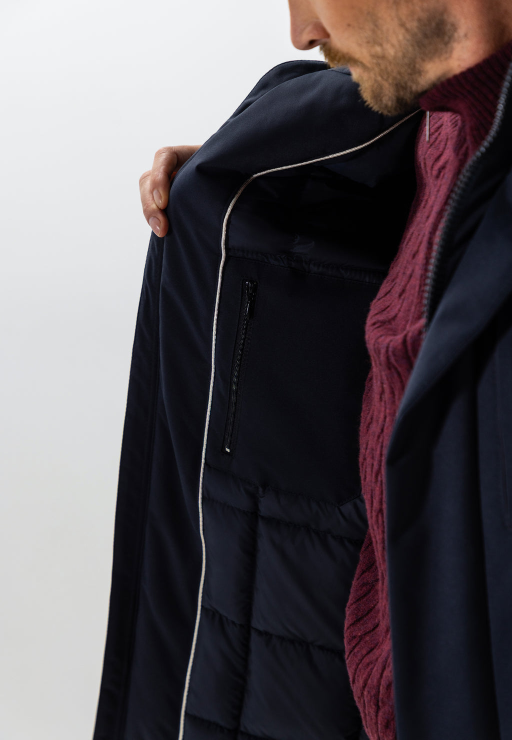 Parka with detachable hood