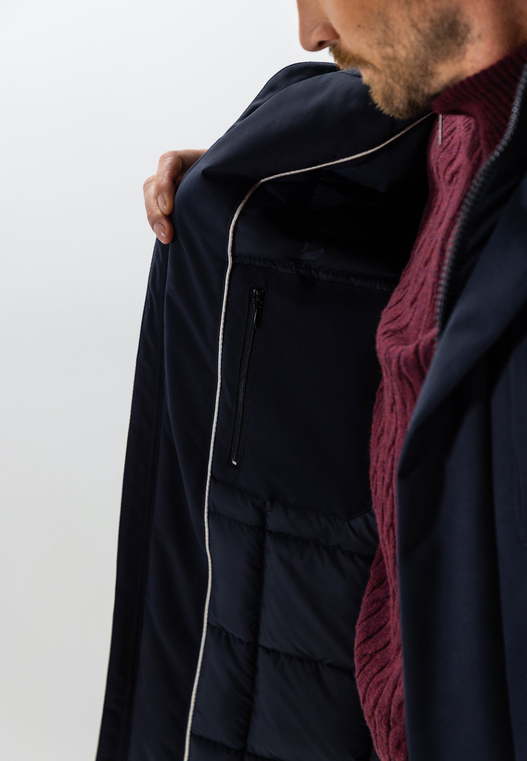 Parka with detachable hood