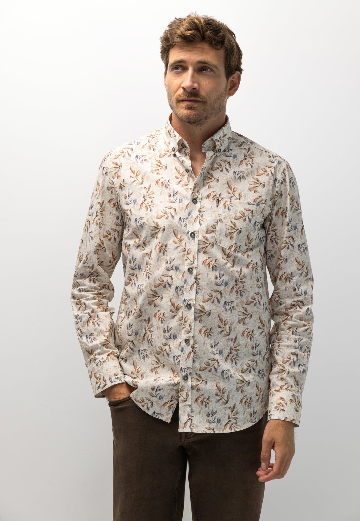 Overhemd met botanische all-over print