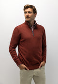 Cotton jumper with half zip