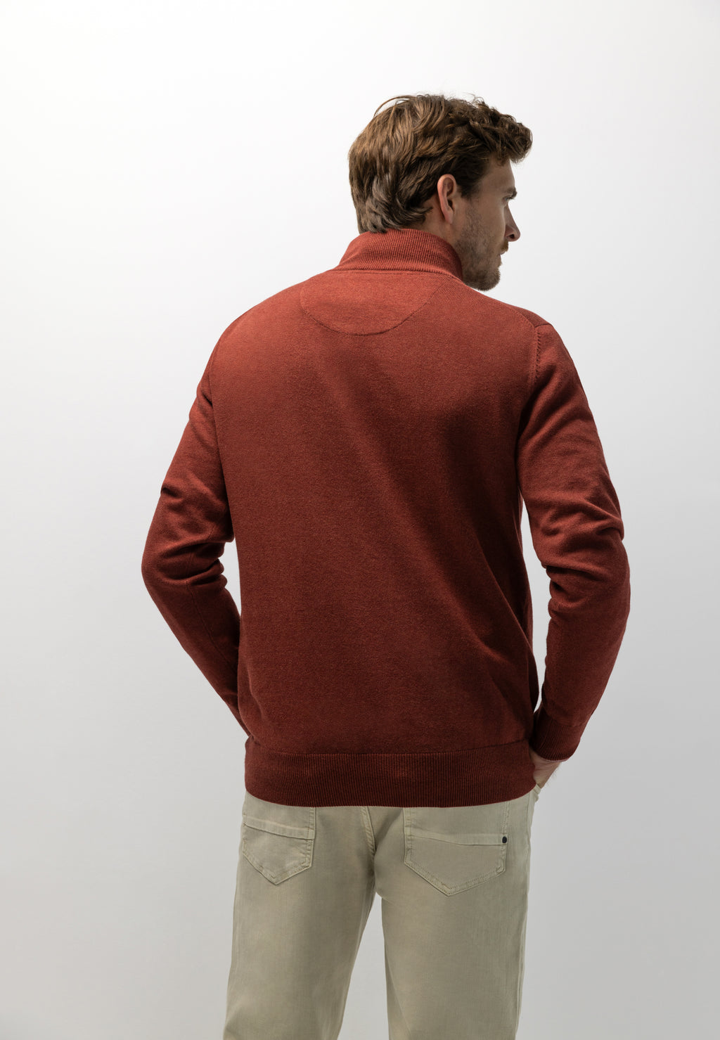Cotton jumper with half zip