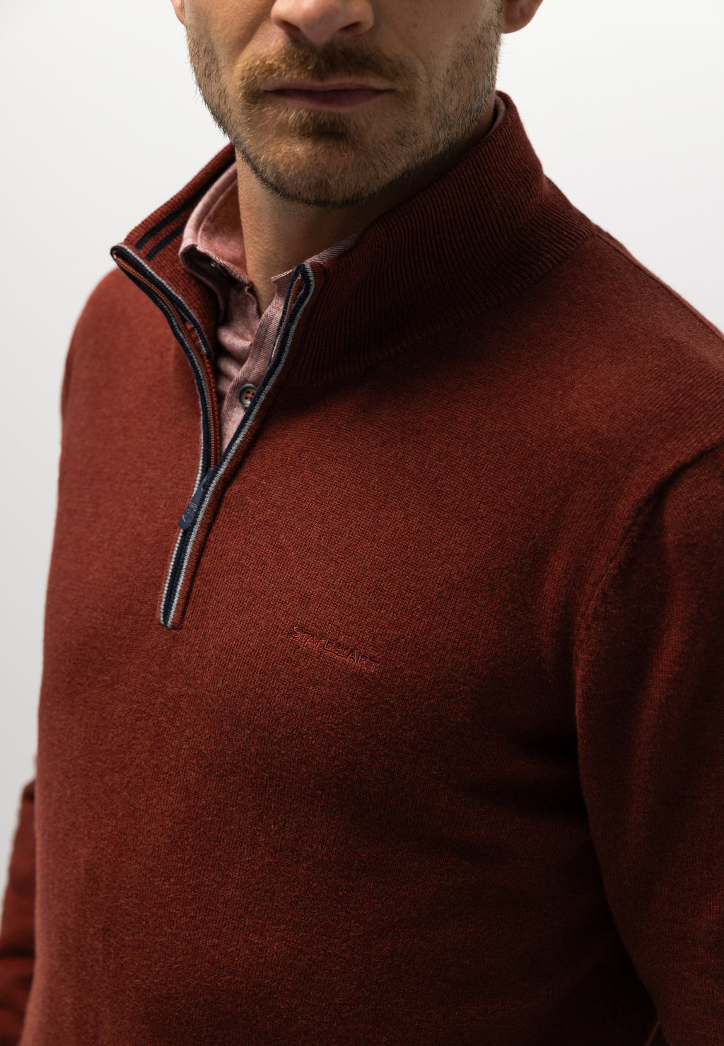 Cotton jumper with half zip