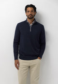 Cotton jumper with half zip