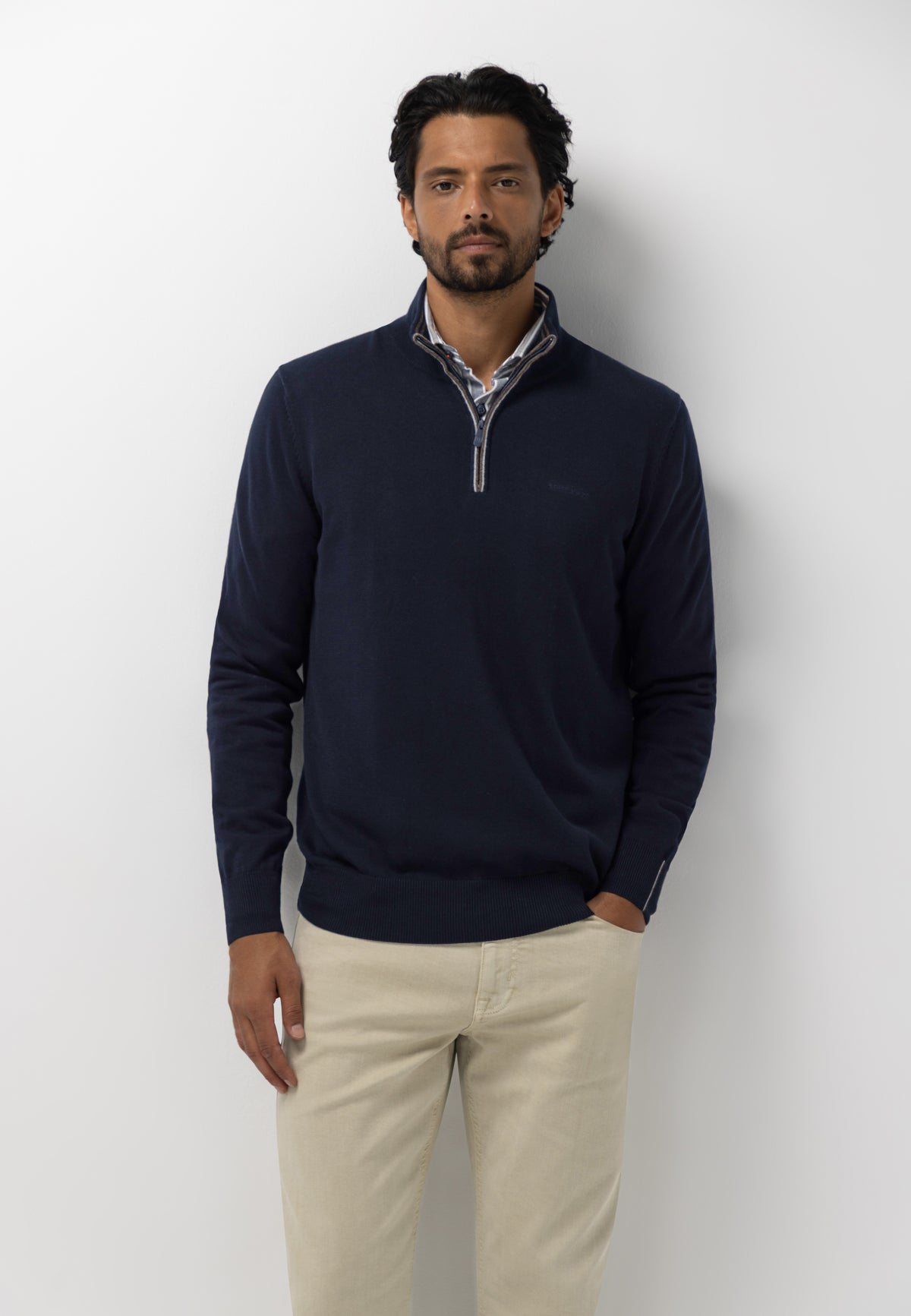 Pull en coton à demi-zip