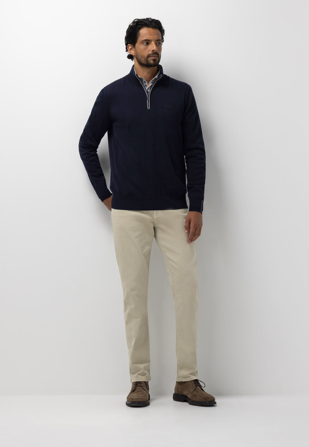 Cotton jumper with half zip