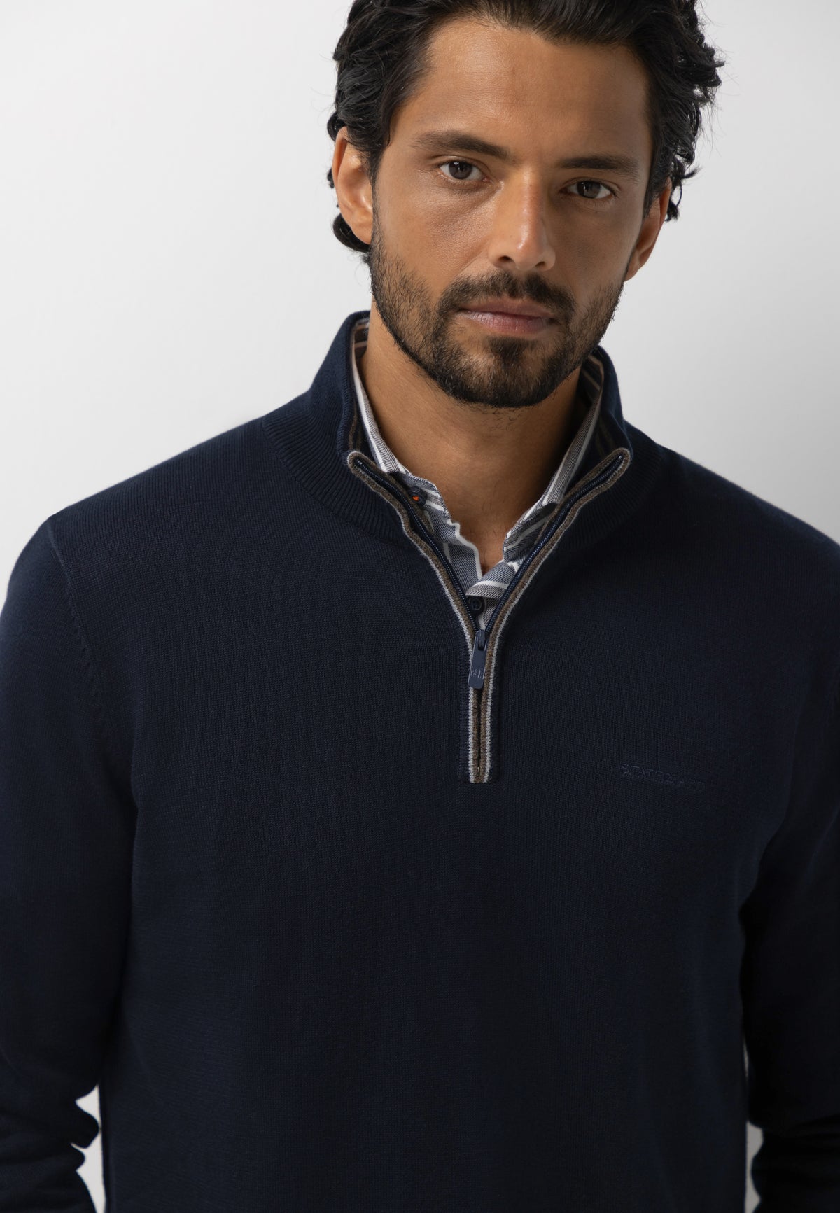 Pull en coton à demi-zip