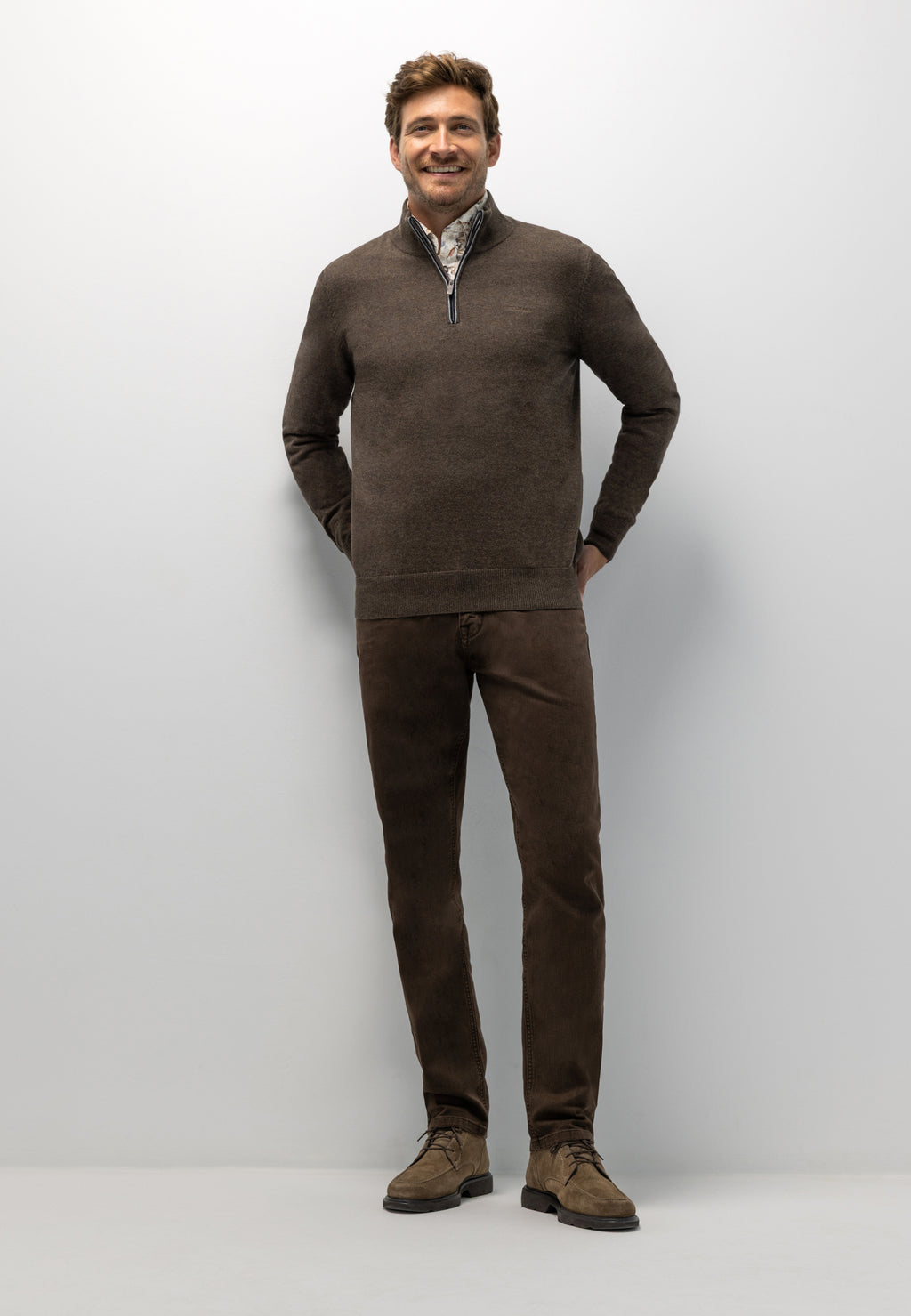 Pull en coton à demi-zip