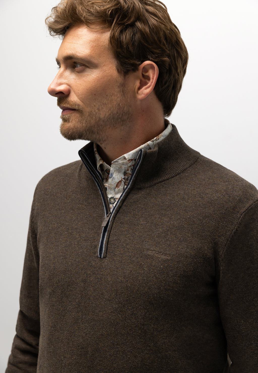 Pull en coton à demi-zip