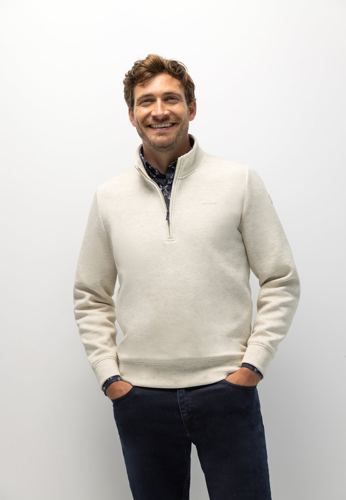 Sweatshirt met halve rits