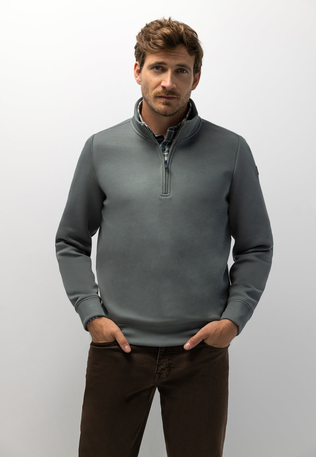 Sweatshirt met halve rits