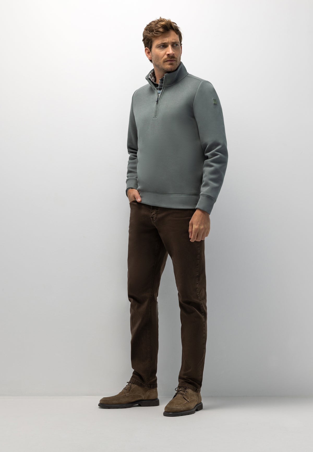 Sweatshirt met halve rits