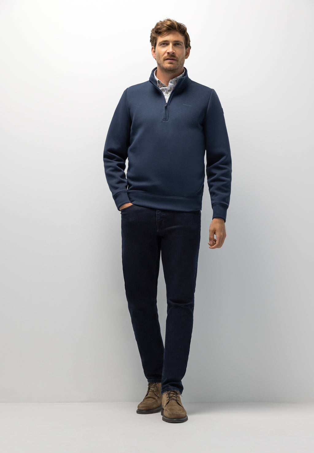 Sweatshirt met halve rits