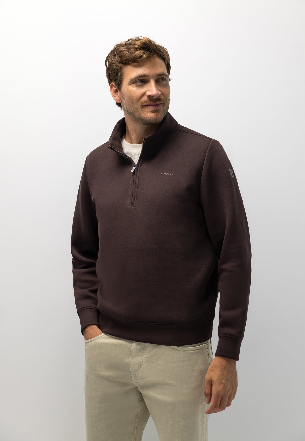 Sweatshirt met halve rits