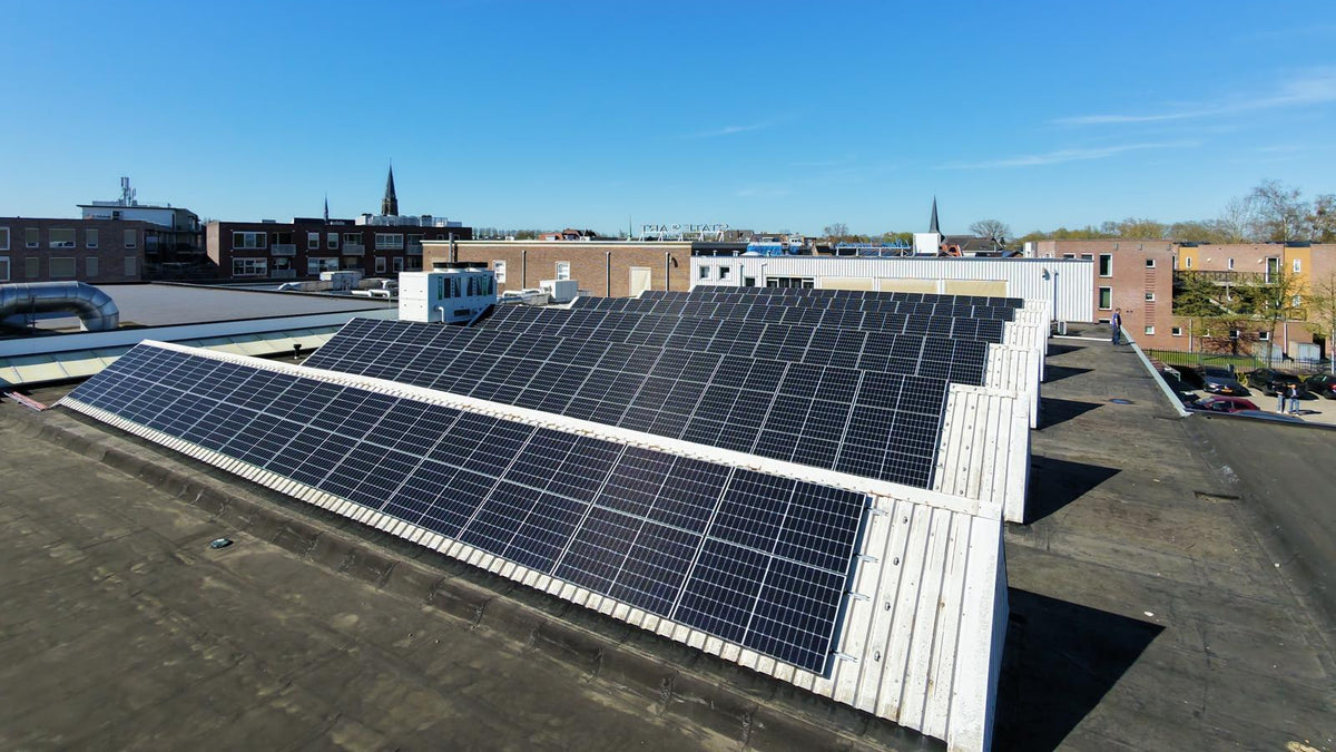 Solar panels on the roof of the headquarters in Lichtenvoorde