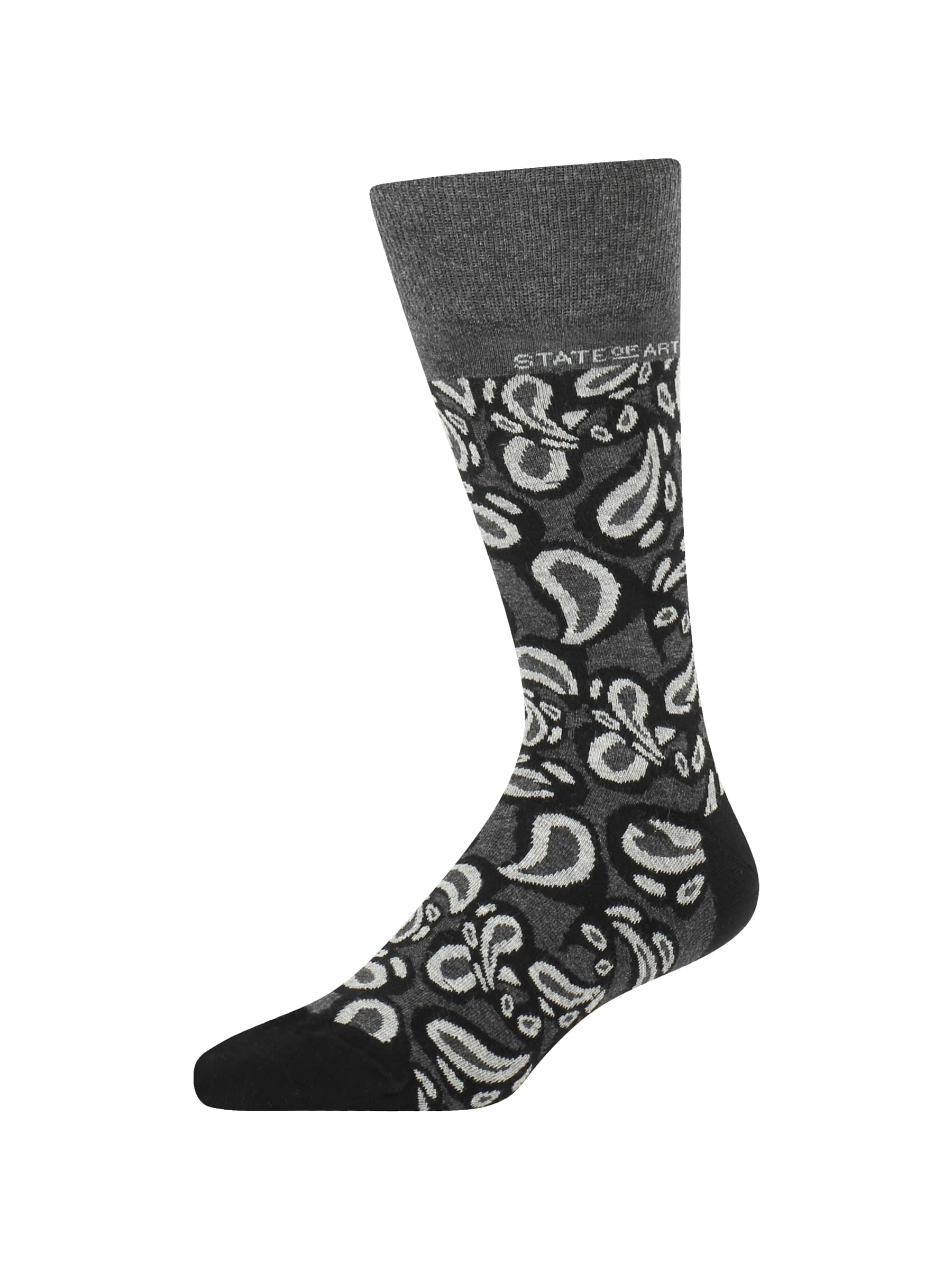 2 x Pairs of Mid Calf Length Sunarama Pop Socks Paisley Pattern Black