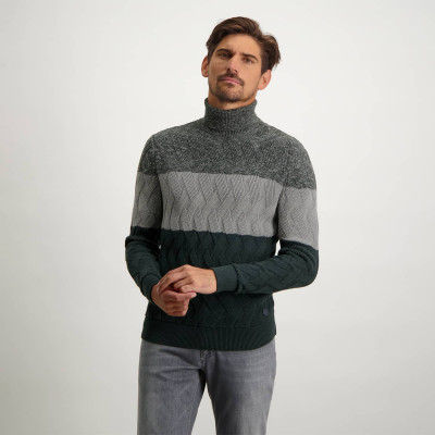 Structured-cotton-jumper---dark-green/silver-grey