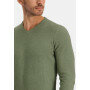 V-neck-jumper-of-blended-recycled-cotton---leafgreen-plain