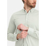 Cotton-shirt-with-stretch---emerald-green/white