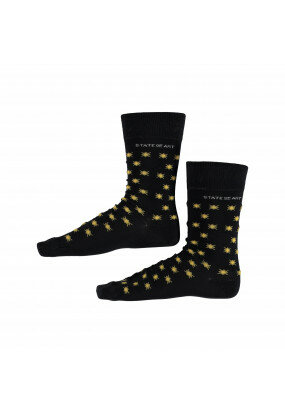 Bedrukte-sokken---donkerblauw/goudgeel