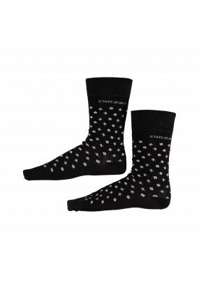 Bedrukte-sokken-met-elastan---zwart/zilvergrijs