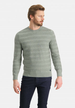 Jumper-mouliné-with-crew-neck---moss-green/emerald-green