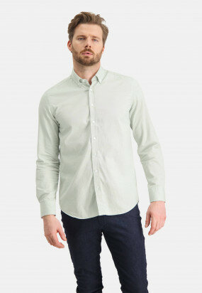 Katoenen-overhemd-met-stretch---bladgroen/wit