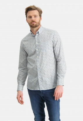 Overhemd-met-een-all-over-print---bladgroen/grijsblauw