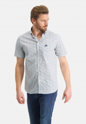 Overhemd-met-een-all-over-print---bladgroen/grijsblauw