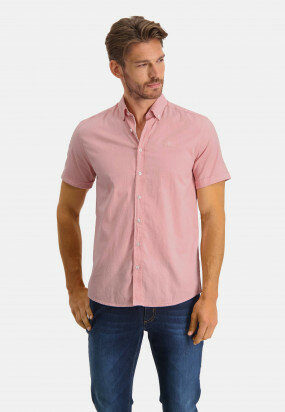 Oxford-overhemd-van-stretch-katoen---roze/wit