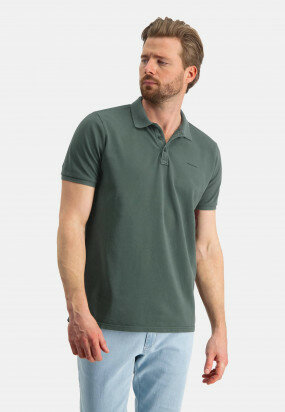 Polo-pique-with-regular-fit---dark-green-plain